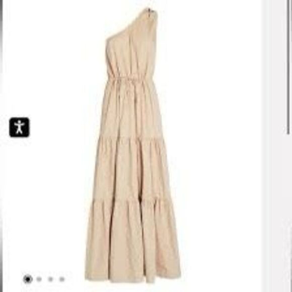 SWF One shoulder Maxi Dress in Tan Vacation Wedding Guest size Brunch S NWT - Picture 3 of 6